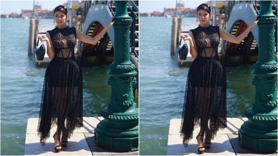 Her stunning outfit is from the shelves of clothing brand Gemy Maalouf and comes with a whopping price tag of <span class='webrupee'>₹</span>30,3124. (Instagram/@jacquelienefernandez) Her stunning outfit is from the shelves of clothing brand Gemy Maalouf and comes with a whopping price tag of <span class='webrupee'>₹</span>30,3124. (Instagram/@jacquelienefernandez)