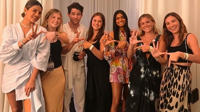 Priyanka Chopra and Nick Jonas with their fans. Priyanka Chopra and Nick Jonas with their fans.