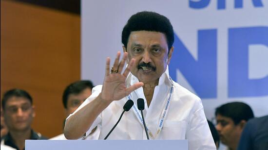 Tamil Nadu chief minister MK Stalin at a press conference of the Opposition's Indian National Developmental Inclusive Alliance (INDIA) leaders meet in Mumbai (ANI FILE)