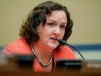 FILE - Rep. Katie Porter, D-Calif., speaks during a House Committee on Oversight and Reform hearing on gun violence on Capitol Hill in Washington, June 8, 2022. On Thursday, Sen. Elizabeth Warren, D-Mass., and Porter sent letters to the executives of Intuit, H&R Block, the Free File Alliance, and American Coalition for Taxpayer Rights, seeking information specifics on the amount of money firms have made since being members of the Free File Alliance and information on the number of former government workers who’ve joined their firms in the past two years.