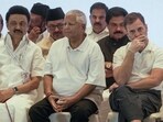 Congress leader Rahul Gandhi, RJD chief Lalu Prasad Yadav, Tamil Nadu CM and DMK chief MK Stalin during the Indian National Developmental Inclusive Alliance (INDIA) meeting in Mumbai on September 1. Congress leader Rahul Gandhi, RJD chief Lalu Prasad Yadav, Tamil Nadu CM and DMK chief MK Stalin during the Indian National Developmental Inclusive Alliance (INDIA) meeting in Mumbai on September 1.