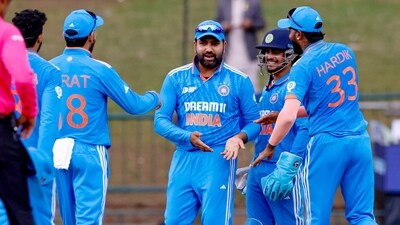 India's skipper Rohit Sharma along with Ishan Kishan, Hardik Pandya and Virat Kohli celebrate a wicket during their match against Nepal in the Asia Cup 2023, at Pallekele International Cricket Stadium, in Kandy on Monday. (ANI Photo) (BCCI Twitter) India's skipper Rohit Sharma along with Ishan Kishan, Hardik Pandya and Virat Kohli celebrate a wicket during their match against Nepal in the Asia Cup 2023, at Pallekele International Cricket Stadium, in Kandy on Monday. (ANI Photo) (BCCI Twitter)