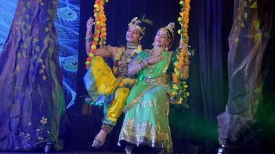 Bharatiya Janata Party (BJP) MP Hema Malini performs during a programme ahead of Krishna Janmashtami in Mumbai. (ANI)