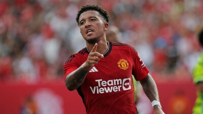 Jadon Sancho of Manchester United celebrates after scoring (AFP) Jadon Sancho of Manchester United celebrates after scoring (AFP)