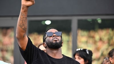 US producer-musician Sean "Diddy" Combs raises his fist ahead of the Leagues Cup Group J football match between Inter Miami CF and Atlanta United FC at DRV PNK Stadium in Fort Lauderdale, Florida, on July 25, 2023. (AFP) US producer-musician Sean "Diddy" Combs raises his fist ahead of the Leagues Cup Group J football match between Inter Miami CF and Atlanta United FC at DRV PNK Stadium in Fort Lauderdale, Florida, on July 25, 2023. (AFP)