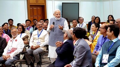 Prime Minister Narendra Modi during an interaction with teachers who have been honoured with the National Teachers' Awards, in New Delhi. (PTI) Prime Minister Narendra Modi during an interaction with teachers who have been honoured with the National Teachers' Awards, in New Delhi. (PTI)