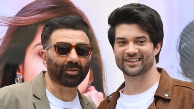 Sunny Deol and Rajveer Deol pose for a photograph during the trailer launch of Rajveer's debut Dono in Mumbai on September 4. (AFP) Sunny Deol and Rajveer Deol pose for a photograph during the trailer launch of Rajveer's debut Dono in Mumbai on September 4. (AFP)