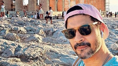 Tahir Raj Bhasin took a selfie at the Acropolis, Athens (Instagram) Tahir Raj Bhasin took a selfie at the Acropolis, Athens (Instagram)