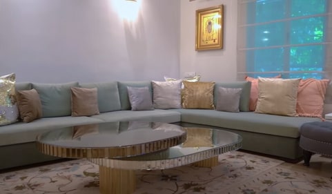 Esha Deol's home features a renovated living room as well. Esha Deol's home features a renovated living room as well.