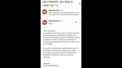 A screengrab of the clarification email by MakeMyTrip. (Delhi Police) A screengrab of the clarification email by MakeMyTrip. (Delhi Police)