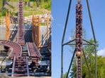 Picture of the roller coaster track changing mid ride. Picture of the roller coaster track changing mid ride.