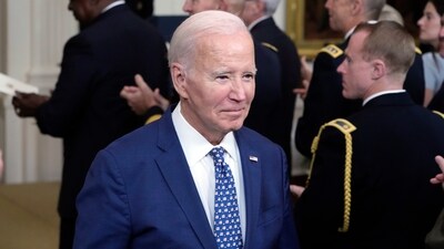 President Joe Biden departs after awarding the Medal of Honor to Capt. Larry Taylor, an Army pilot from the Vietnam War who risked his life to rescue a reconnaissance team that was about to be overrun by the enemy, during a ceremony Tuesday, Sept. 5, 2023, in the East Room of the White House in Washington. (AP Photo/Jacquelyn Martin) (AP) President Joe Biden departs after awarding the Medal of Honor to Capt. Larry Taylor, an Army pilot from the Vietnam War who risked his life to rescue a reconnaissance team that was about to be overrun by the enemy, during a ceremony Tuesday, Sept. 5, 2023, in the East Room of the White House in Washington. (AP Photo/Jacquelyn Martin) (AP)