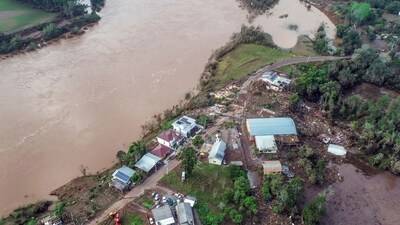 The Taquari River water level is high due to a cyclone in Mucum, Rio Grande do Sul state, Brazil. (AP) The Taquari River water level is high due to a cyclone in Mucum, Rio Grande do Sul state, Brazil. (AP)