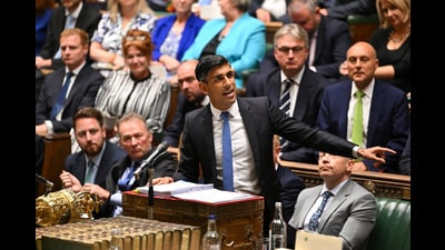 British Prime Minister Rishi Sunak speaks during Prime Minister's Questions, at the House of Commons in London, Britain. (REUTERS)