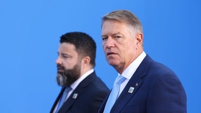 Russia-Ukraine War: Klaus Iohannis, Romania's president, on the closing day of the annual NATO Summit in Vilnius, Lithuania. (Bloomberg) Russia-Ukraine War: Klaus Iohannis, Romania's president, on the closing day of the annual NATO Summit in Vilnius, Lithuania. (Bloomberg)