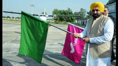 Punjab chief minister Bhagwant Singh Mann flagged off the flight Hindon-Ludhiana-Hindon flight thereby resuming air traffic from Ludhiana Sahnewal airport after a gap of more than two years Punjab chief minister Bhagwant Singh Mann flagged off the flight Hindon-Ludhiana-Hindon flight thereby resuming air traffic from Ludhiana Sahnewal airport after a gap of more than two years