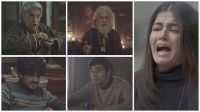 Ratna Pathak Shah, Nasseruddin Shah, Imaad Shah, Vivaan Shah and Wamiqa Gabbi in stills from Charlie Chopra trailer.