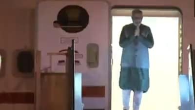PM Modi in Jakarta airport on Thursday. (ANI) PM Modi in Jakarta airport on Thursday. (ANI)