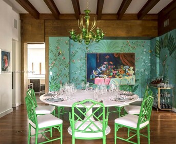 The dining room features eye-catching furniture and decor. (Pic: Compass.com) The dining room features eye-catching furniture and decor. (Pic: Compass.com)