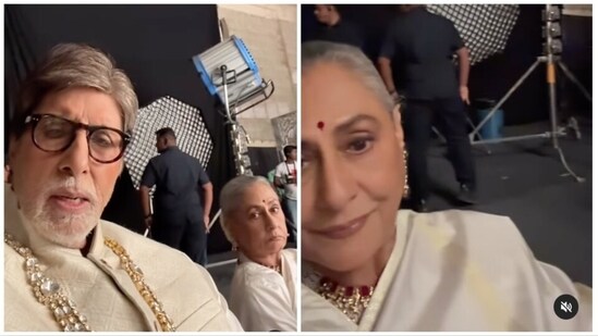 Amitabh Bachchan and Jaya Bachchan were likely shooting for a commercial.