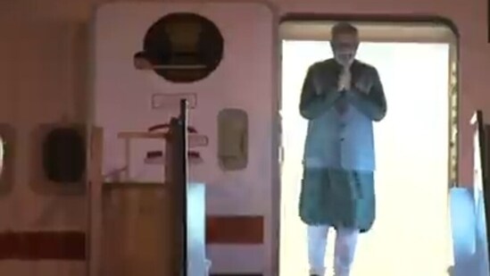 PM Modi in Jakarta airport on Thursday. (ANI)