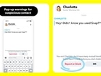 Snapchat's in-app warning feature.