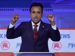 FILE PHOTO: Former biotech executive Vivek Ramaswamy speaks at the first Republican candidates' debate of the 2024 U.S. presidential campaign.