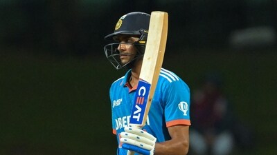 India's Shubman Gill celebrates after scoring a half-century during Asia Cup match against Nepal (AFP) India's Shubman Gill celebrates after scoring a half-century during Asia Cup match against Nepal (AFP)