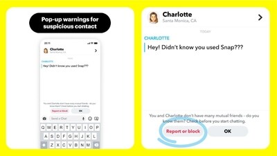 Snapchat's in-app warning feature. (Snapchat)