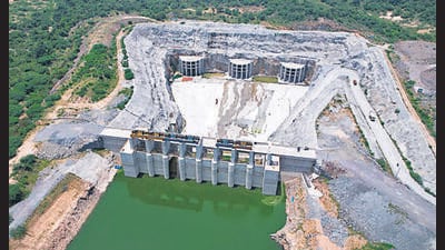 Palamuru-Rangareddy Lift Irrigation Scheme has been built on the Krishna at a cost of  ₹35,000 crore in Nagarkurnool district. (HT Photo)