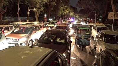 Traffic jam on Akbar Road in New Delhi on Wednesday. (PTI) Traffic jam on Akbar Road in New Delhi on Wednesday. (PTI)