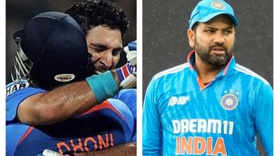 Yuvraj Singh hugging MS Dhoni in 2011; current India captain Rohit Sharma Yuvraj Singh hugging MS Dhoni in 2011; current India captain Rohit Sharma