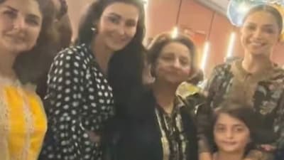 Deepika Padukone poses with AbRam at the Jawan screening Deepika Padukone poses with AbRam at the Jawan screening