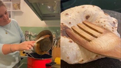 German woman Andrea cooking chana curry and roti. (Instagram/@we_coffeemilkfamily) German woman Andrea cooking chana curry and roti. (Instagram/@we_coffeemilkfamily)