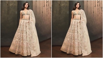 Recently, Shanaya played the muse for fashion designers Shyamal and Bhumika. She got decked up in a heavily embroidered pastel lehenga ensemble. (Instagram/@shyamalbhumika) Recently, Shanaya played the muse for fashion designers Shyamal and Bhumika. She got decked up in a heavily embroidered pastel lehenga ensemble. (Instagram/@shyamalbhumika)