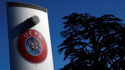 FILE PHOTO: A logo is pictured outside the UEFA in Nyon, Switzerland (REUTERS)