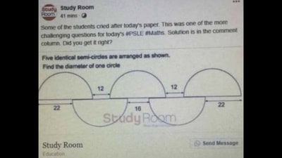 Brain Teaser: Do you think you can solve this maths question asked in the PSLE in Singapore? (Screengrab) Brain Teaser: Do you think you can solve this maths question asked in the PSLE in Singapore? (Screengrab)