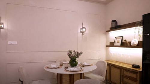 Kusha Kapila's dining room is minimalistic like the rest of the house. Kusha Kapila's dining room is minimalistic like the rest of the house.