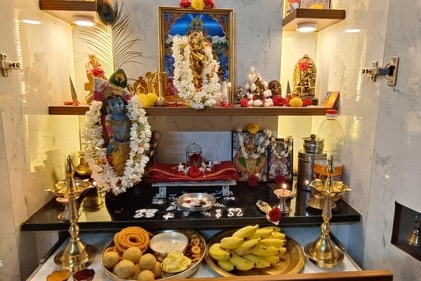 A Bengaluru resident from Judicial Layout, Kanakapura main road, also shared pictures of the decorations and puja at her residence. A Bengaluru resident from Judicial Layout, Kanakapura main road, also shared pictures of the decorations and puja at her residence.