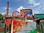 Decorated as part of preparations for the G20 Summit, outside Jama Masjid in New Delhi on Friday. (Arvind Yadav/ HT photo) Decorated as part of preparations for the G20 Summit, outside Jama Masjid in New Delhi on Friday. (Arvind Yadav/ HT photo)