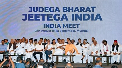 Opposition's Indian National Developmental Inclusive Alliance (INDIA) leaders including Rahul Gandhi, Uddhav Thackeray, Sharad Pawar, Nitish Kumar and others during a press conference after the bloc leaders meeting, in Mumbai. Opposition's Indian National Developmental Inclusive Alliance (INDIA) leaders including Rahul Gandhi, Uddhav Thackeray, Sharad Pawar, Nitish Kumar and others during a press conference after the bloc leaders meeting, in Mumbai.