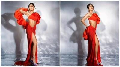 Shilpa Shetty earlier arrived on the sets of the show India's Got Talent Season 10 wearing a breathtaking red cut-out slit dress. (Instagram/@theshilpashetty) Shilpa Shetty earlier arrived on the sets of the show India's Got Talent Season 10 wearing a breathtaking red cut-out slit dress. (Instagram/@theshilpashetty)