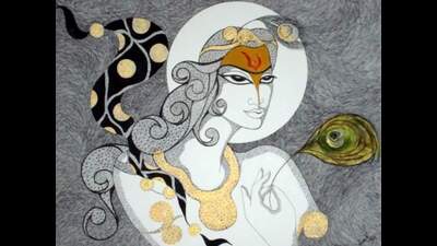 Lord Krishna painted by an artist Lord Krishna painted by an artist