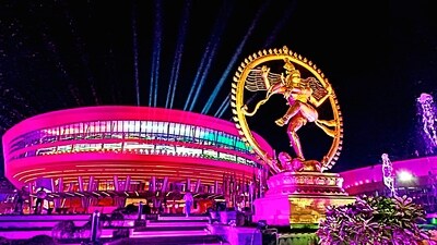The grand Bharat Mandapam in Delhi, hosting the historic G20 Summit, showcases the awe-inspiring world's tallest Nataraja statue, (PTI) The grand Bharat Mandapam in Delhi, hosting the historic G20 Summit, showcases the awe-inspiring world's tallest Nataraja statue, (PTI)