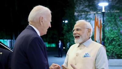 Prime Minister Narendra Modi meets the United States President Joe Biden on the sidelines of the G20 Summit, in New Delhi on Friday (ANI)