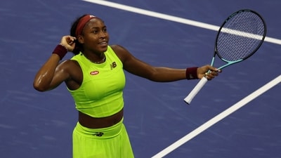 Coco Gauff of the U.S. celebrates after winning her semi final match against Czech Republic's Karolina Muchova (REUTERS)