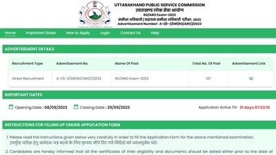 Uttarakhand PSC Begins Application Process for 137 RO/ARO Posts; Apply by Sept 29 at psc.uk.gov.in