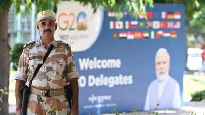 Ahead of the G20 Summit, security measures have been significantly reinforced throughout the national capital, with a particular focus on New Delhi district. According to officials, police, paramilitary forces, and various agencies are diligently overseeing the city, ensuring a heightened level of vigilance. (HT Photo) Ahead of the G20 Summit, security measures have been significantly reinforced throughout the national capital, with a particular focus on New Delhi district. According to officials, police, paramilitary forces, and various agencies are diligently overseeing the city, ensuring a heightened level of vigilance. (HT Photo)