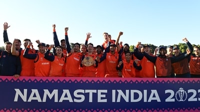 Netherlands players celebrate after beating Scotland to qualify for 2023 World Cup (ICC) Netherlands players celebrate after beating Scotland to qualify for 2023 World Cup (ICC)