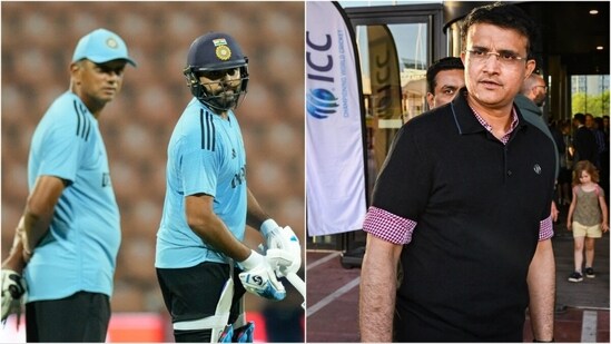 Sourav Ganguly (R) had a message for Rahul Dravid and Rohit Sharma ahead of the 2023 WC (AP/File)